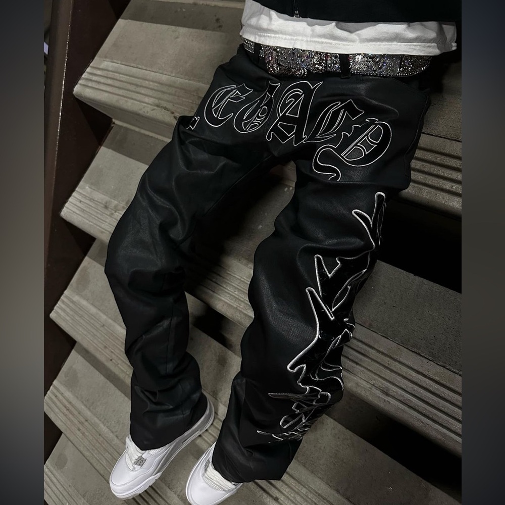 Legacy Of Faith Wax Denim Jeans Pants Streetwear Size 32 White Black - Picture 1 of 10